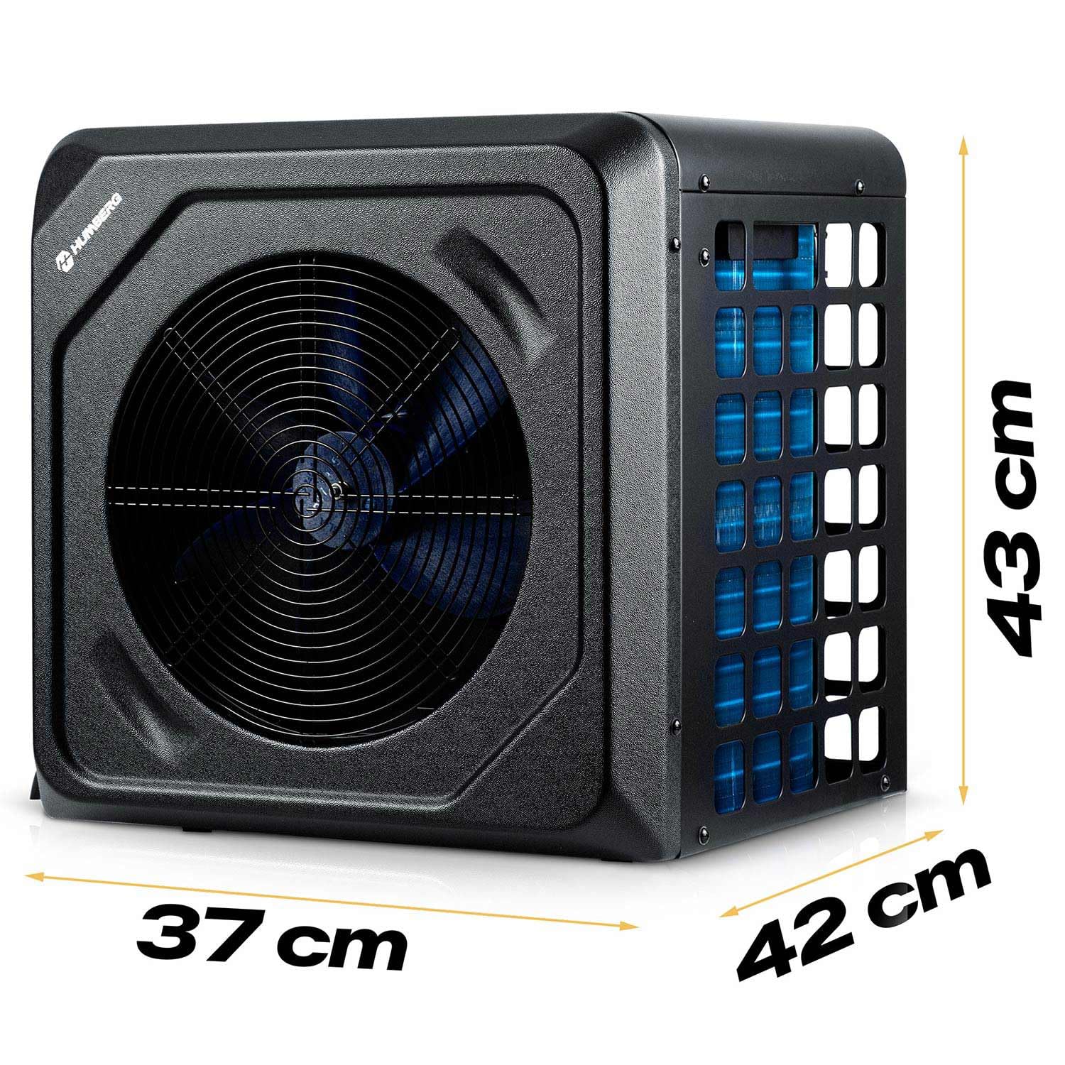 Humberg Pompe à chaleur pour piscine - 3 kW - Chauffage de piscine - Pour piscines jusqu'à 10 000 l - Économie d'énergie - Silencieuse 45 dB - Contrôle par application Wi-Fi, LCD - COP 5,17 - Piscine