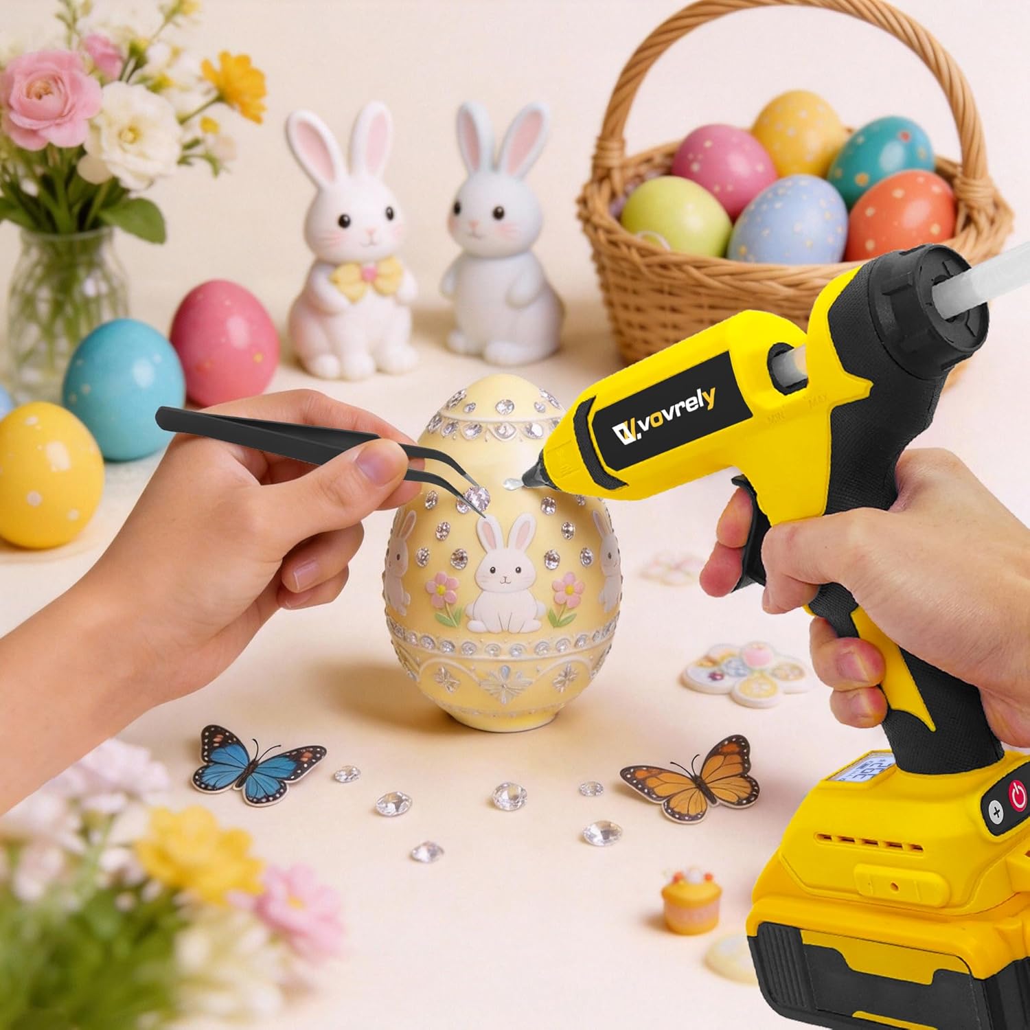 110W Cordless Hot Glue Gun for DeWalt 20V MAX Battery (Tool Only), Electric Power Full Size Glue Gun with 20PCS Glue Sticks, Heavy Duty Glue Gun for Arts & Crafts, Festival DIY Home Decor Repairs