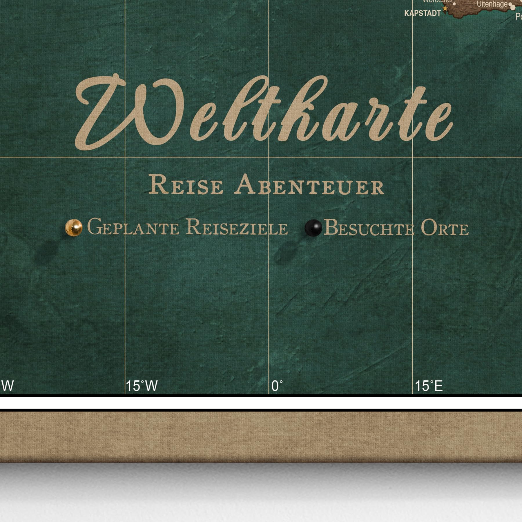 Hochwertige Canvas Weltkarte mit Kork-Pinnwand - Deutsche Beschriftung - Dekorative Wanddeko für alle Zimmer - Leinwandbilder mit Weltkarte Motiv (70x50 cm, Muster 4 Deutsch)