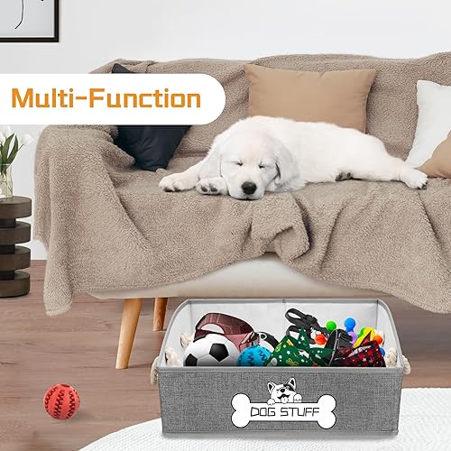 Miniatura 5 de Caja de juguetes de tela plegable para perros y contenedor de almacenamiento con asa, cesta trapezoidal, organizador de pecho para juguetes, mantas