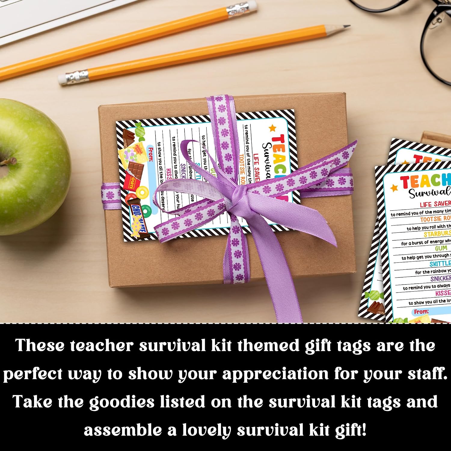 40 Pcs Teacher Survival Kit Gift Tag, Colorful Candy Theme Teacher Appreciation Tags for Gift Bags, First Day of School Gifts for Teachers - KA01 image 5