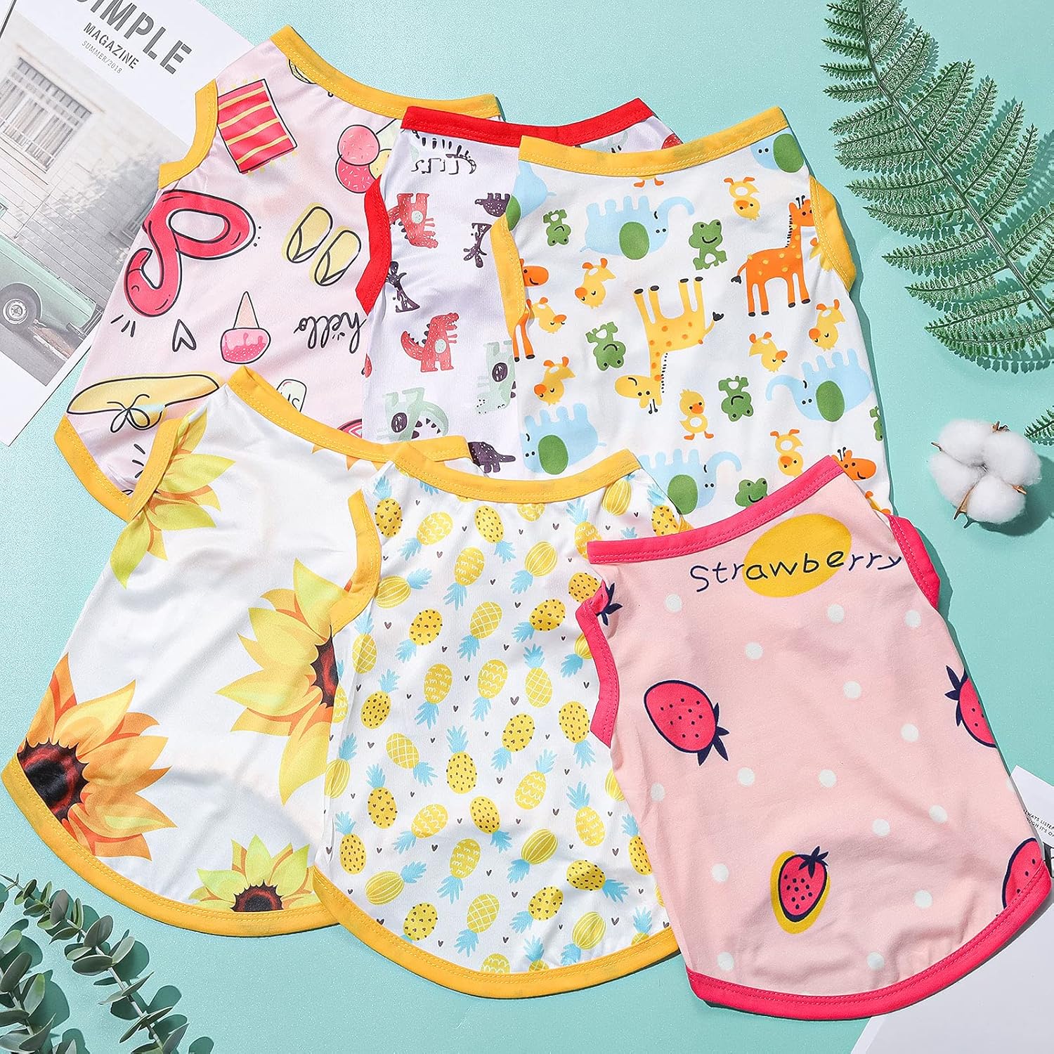 6 Pieces Printed Puppy Shirts Breathable Pet Clothes Soft Dog T-Shirt Dog Sweatshirt Dog Sleeveless Cute Dog Clothing Pet Apparel Dog Vest Pet Shirts for Dogs and Cats (Medium) : Pet Supplies