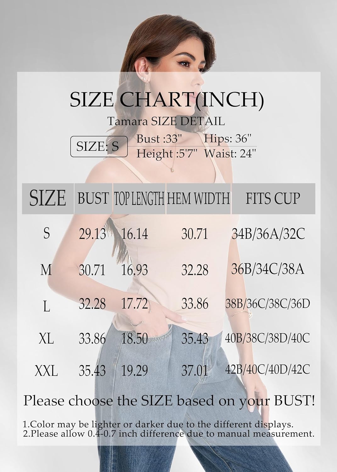 Women Camisole Tank Top - Built-in Bra Adjustable Spaghetti Strap Scoop Neck Padded Casual Basic Cami Shirt - Image 6
