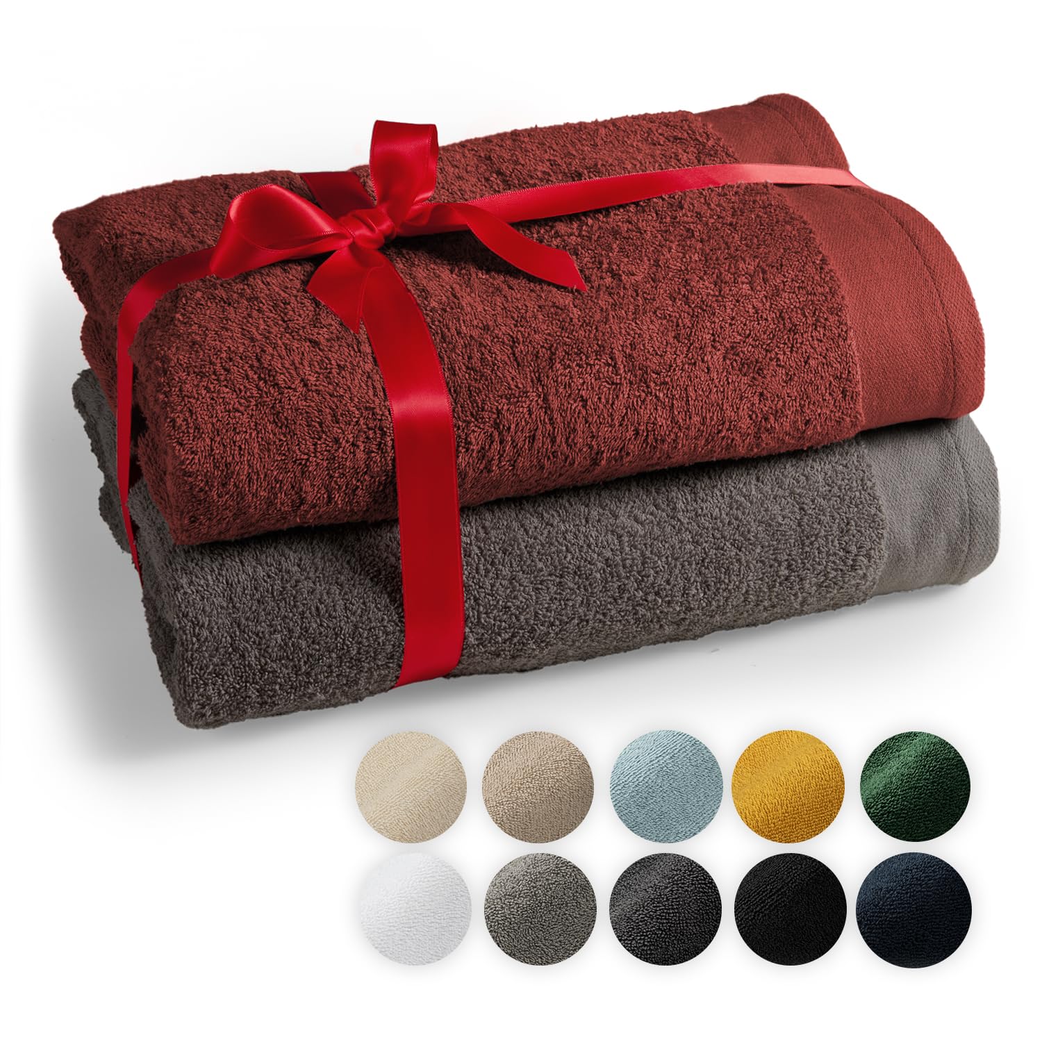 Blumtal Lot de 2 Serviettes de Sauna 80x200cm Premium - Serviette de Sauna Certifié Oeko-TEX, 100% Coton, éponge XXL - Extra Doux et Absorbant, Anthracite - Auro