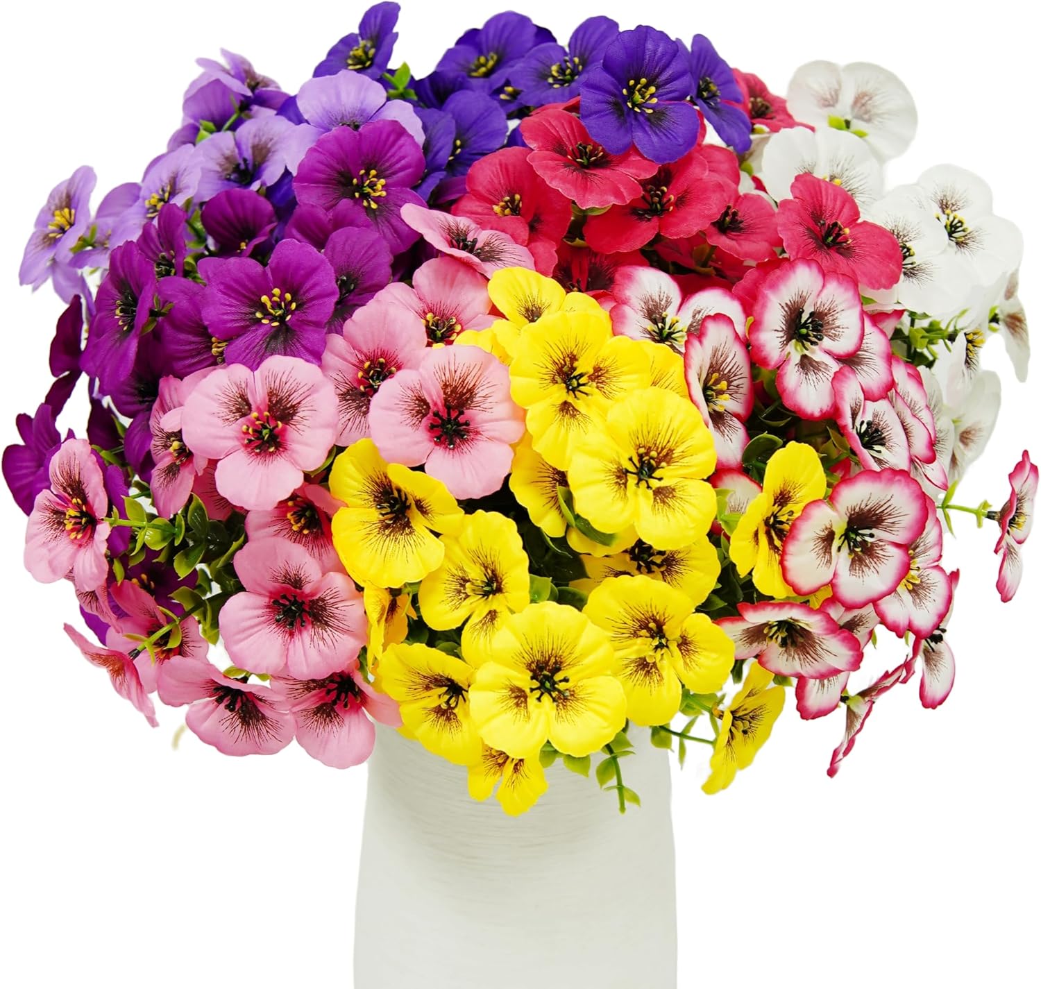 Artificial Pansy Flowers 8 Assorted Colors UV Resistant Faux Silk Flowers for Outdoor Indoor Porch Garden Window Box Patio Planters Decor 20pcs