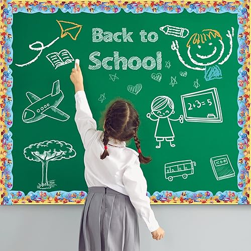 Miniatura 4 de Panelee Borde de animales marinos de 68.9 pies, borde de anuncios, mariposas, flores, abeja, espacio inspirador, lindo borde para el aula, tablones