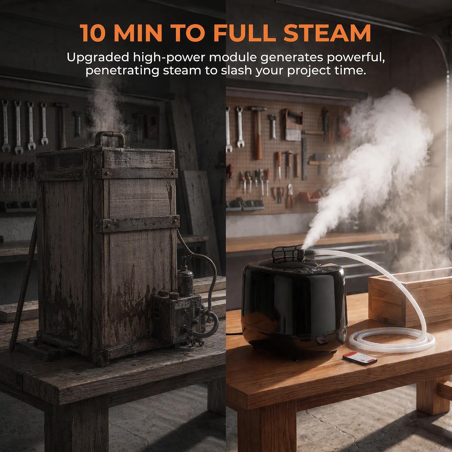YunCCheng 4L Steam Generator for Wood Bending | 4L tank fewer refills, 150-212°F, 9 temps, 95-min timer, 15-min heat, triple safety, fits PVC/wood/metal