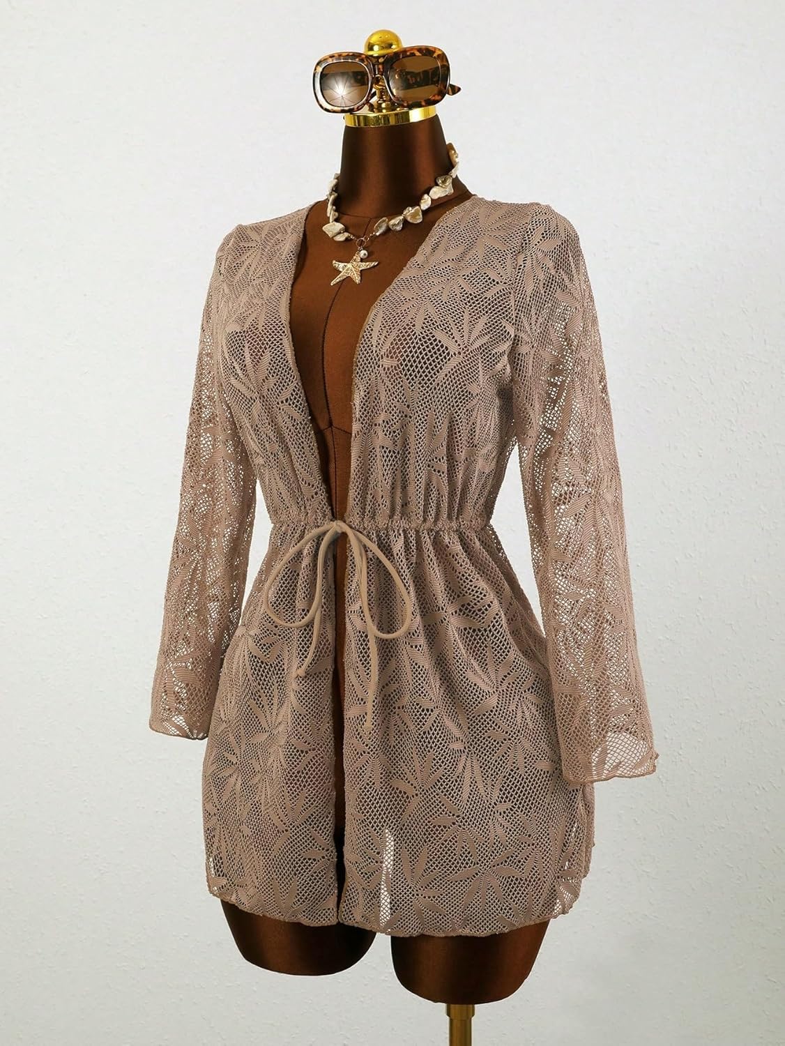 Women's Lace Cover-Up With Waist, For Beach, Spring/Summer cover ups for swimwear