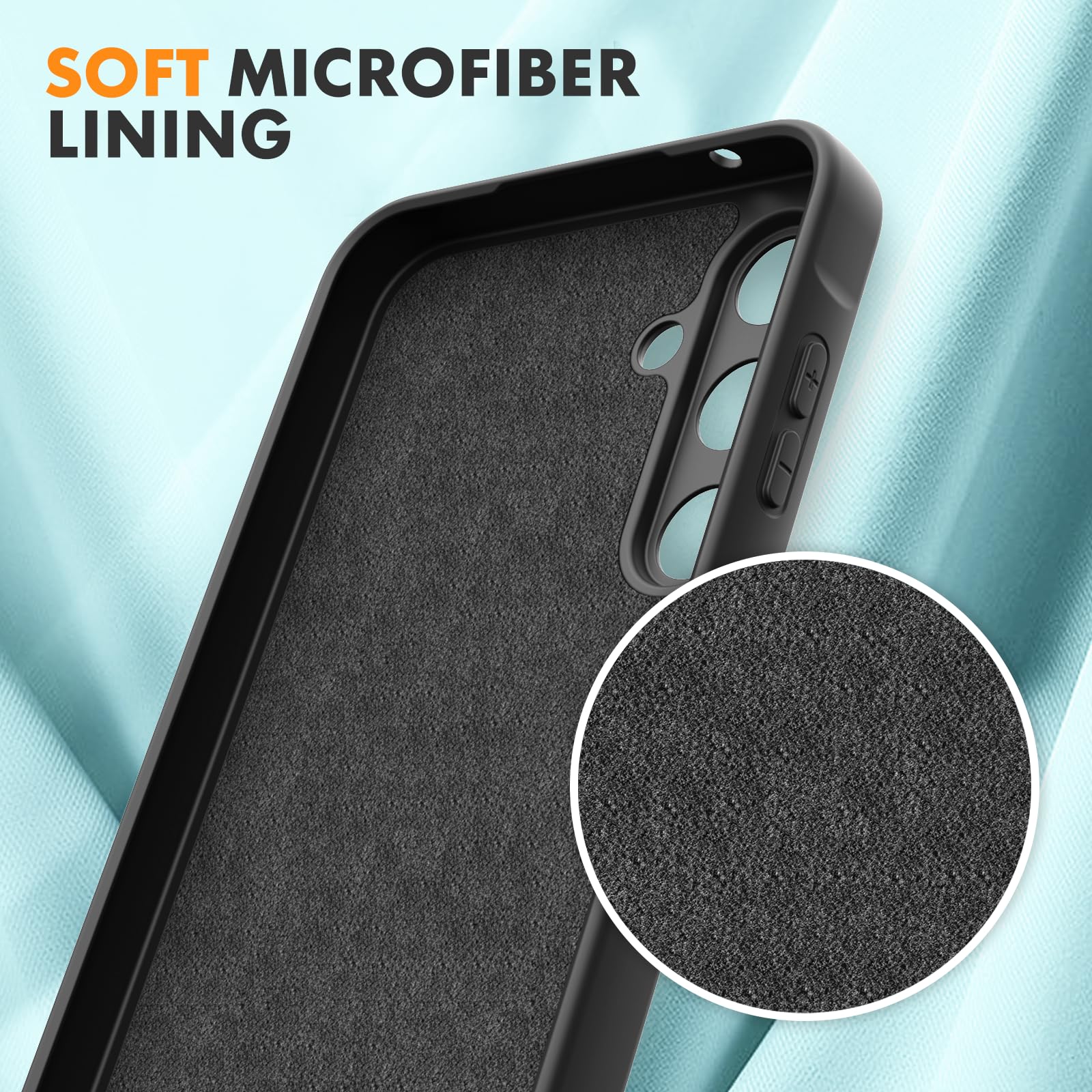Vansdon Cover Compatibile con Samsung Galaxy A55 5G, 2 Pellicola Protettiva in Vetro Temperato, Gomma Gel di Silicone Liquida Antiurto Custodia - Nero
