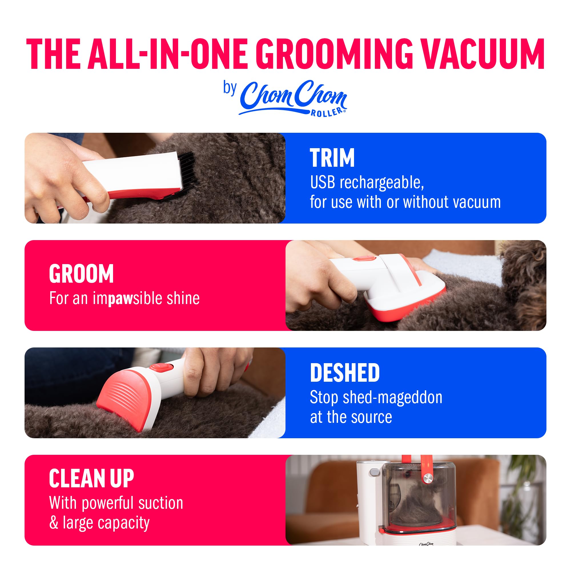 oneisall Dog Grooming Vacuum Kit with 6 Tools | Powerful 15000Pa Suction, Clippers, Trimmer & Nail Grinder ≤59dB, 2L Large Canister, Easy to Clean & Empty product image 23