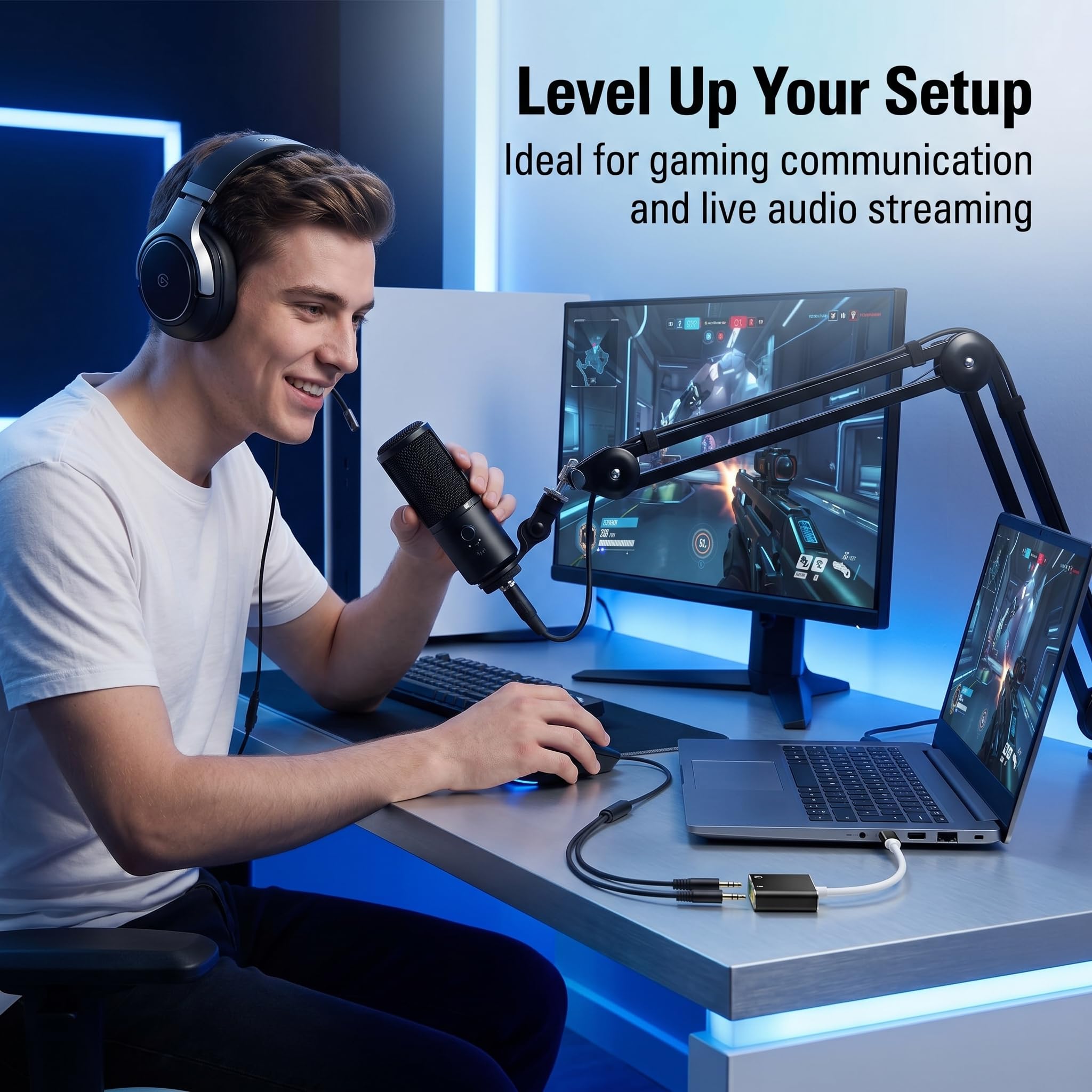 Externe Soundkarte USB C, USB C Soundkarte auf 3,5 mm Klinke Audio Adapter mit Kopfhörer Ausgang und Mikrofon Eingang, 3D Stereo Plug and Play für PC Laptop Mac PS4 PS5 Xbox Windows Gaming
