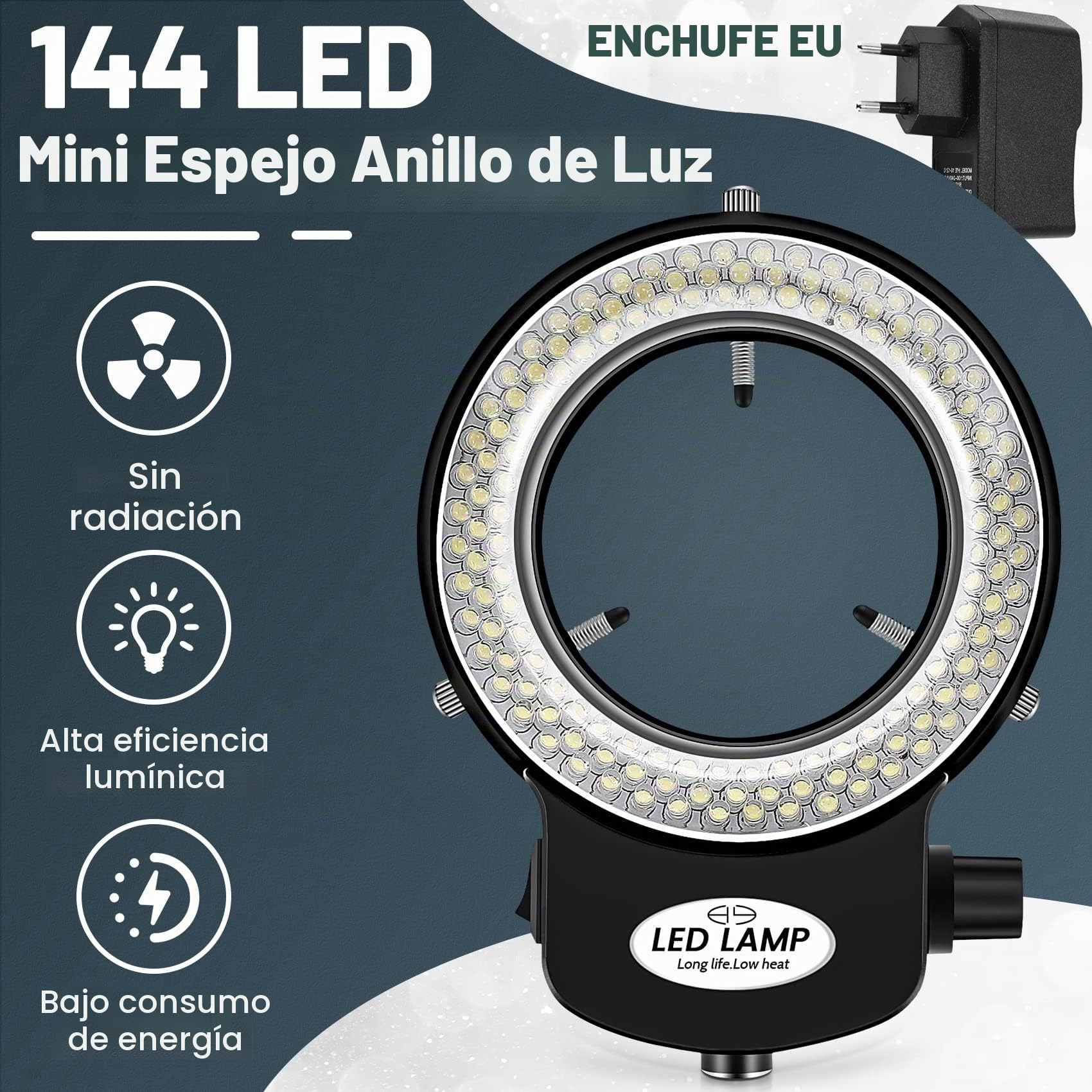Jevina 144 LED microscopio anillo de luz 0-100% ajustable lámpara para microscope anillo iluminación