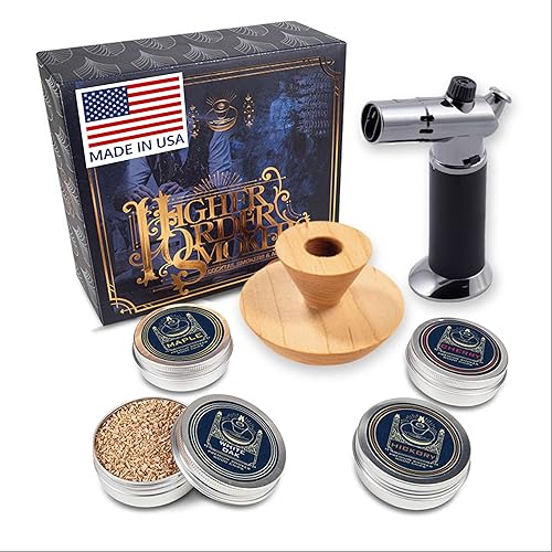 Higher Order Kit de inicio para fumar bebidas con ahumador turbo soplete y mezcla de astillas de madera hecho a mano en Tampa FL ahumador de bebida