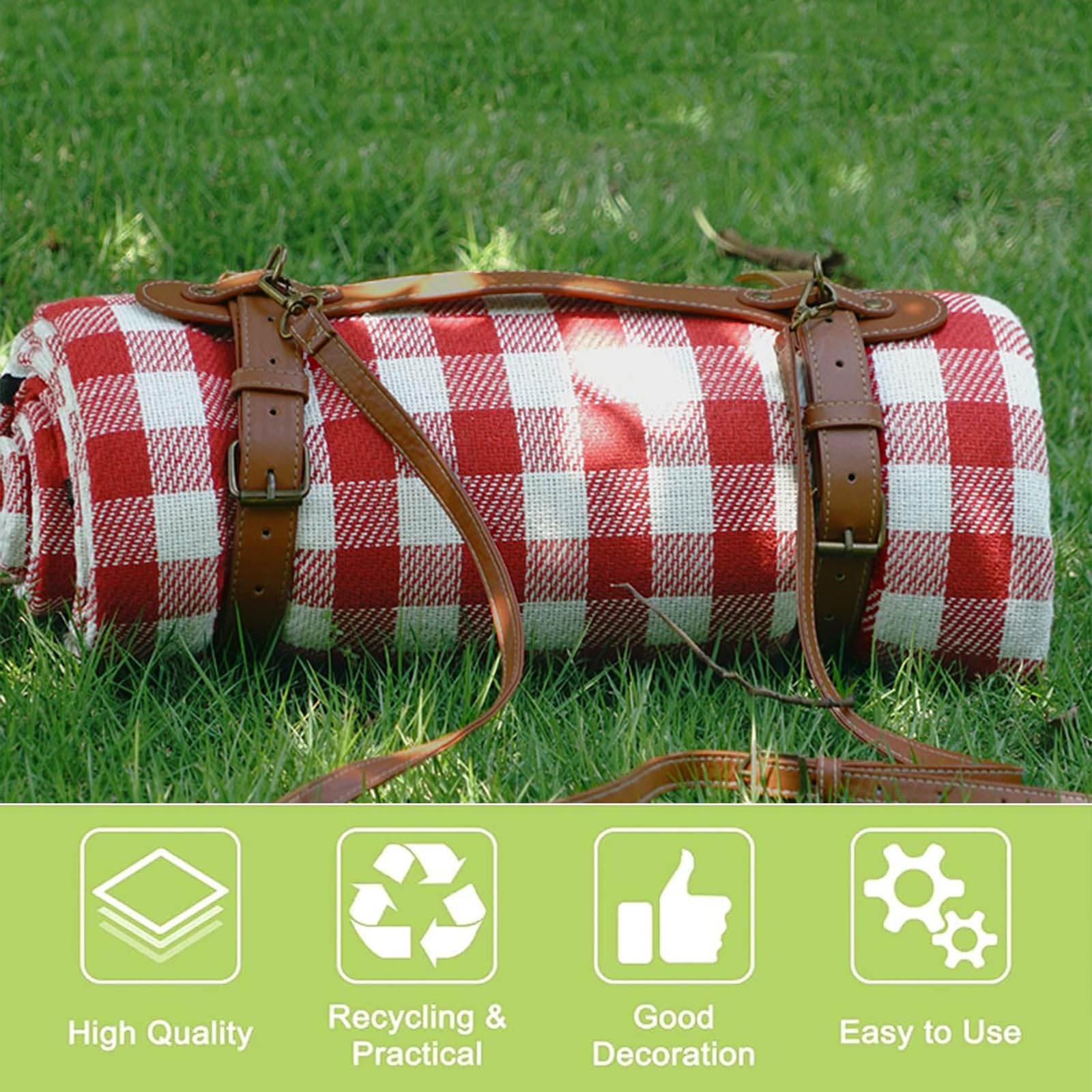 PU-Leder-Tragegurt für Picknickdecke und Yogamatte - Verstellbarer Schultergurt für Outdoor, Camping, Wandern, 58 cm