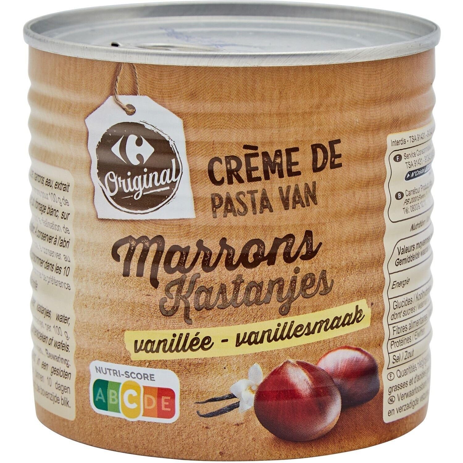 CARREFOUR ORIGINAL – Crème de Marrons Vanillée Onctueuse, Douceur Gourmande pour Dessert (Pot 500g) - Le Lot De 4