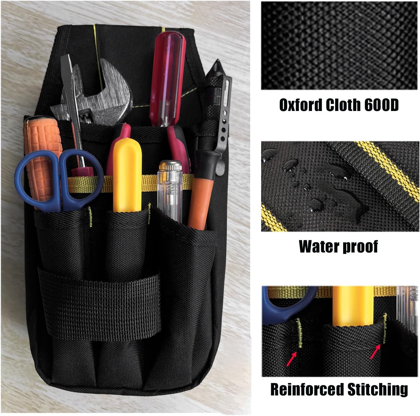 Small Tool Pouch with Belt Clip, Tool Pouch Holder,Multi Pocket Holster Organizer for Electrician Construction Maintenance,Durable Lightweight - Image 6