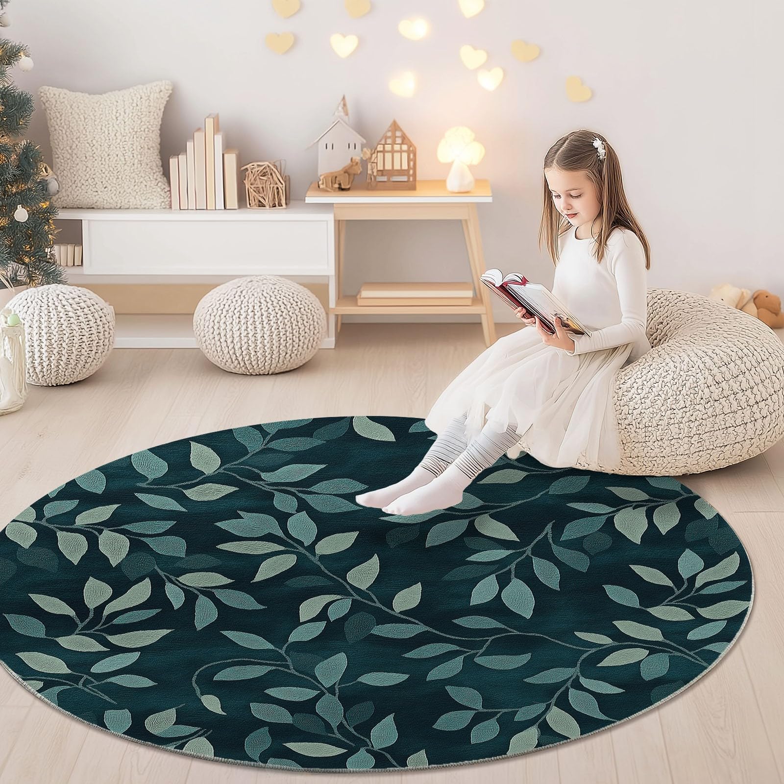 Tappeto rotondo da 120 cm, tappeto moderno antiscivolo, per interni, in flanella, lavabile, morbido, per cameretta dei bambini, stanza dei giochi, camera da letto, 120 cm