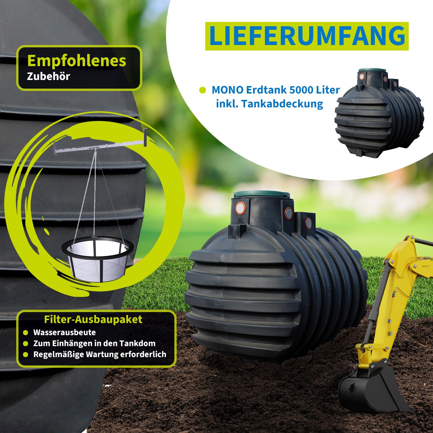 4rain Mono Erdtank 5000 Liter inkl. Tankabdeckung