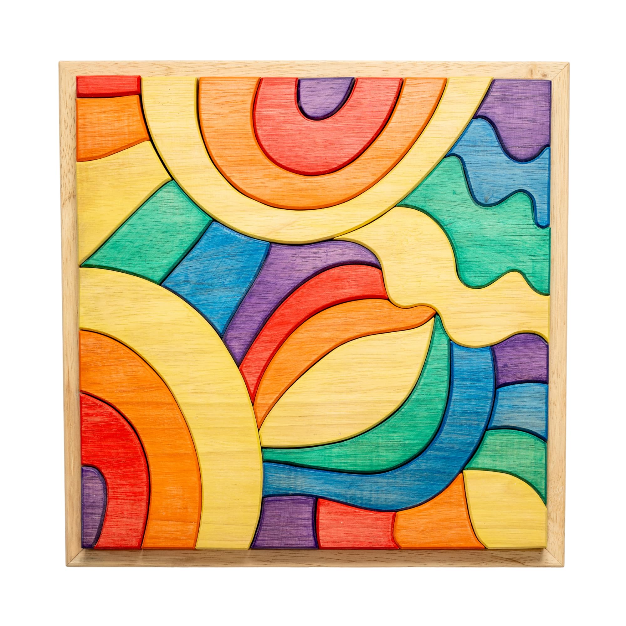 Puzzle Asimmetrico in Legno Colorato - Giocattolo Montessori Educativo, Blocchi Creativi per Costruzione, Sviluppo Sensoriale e Motorie Fini, Bambini 3+ Anni