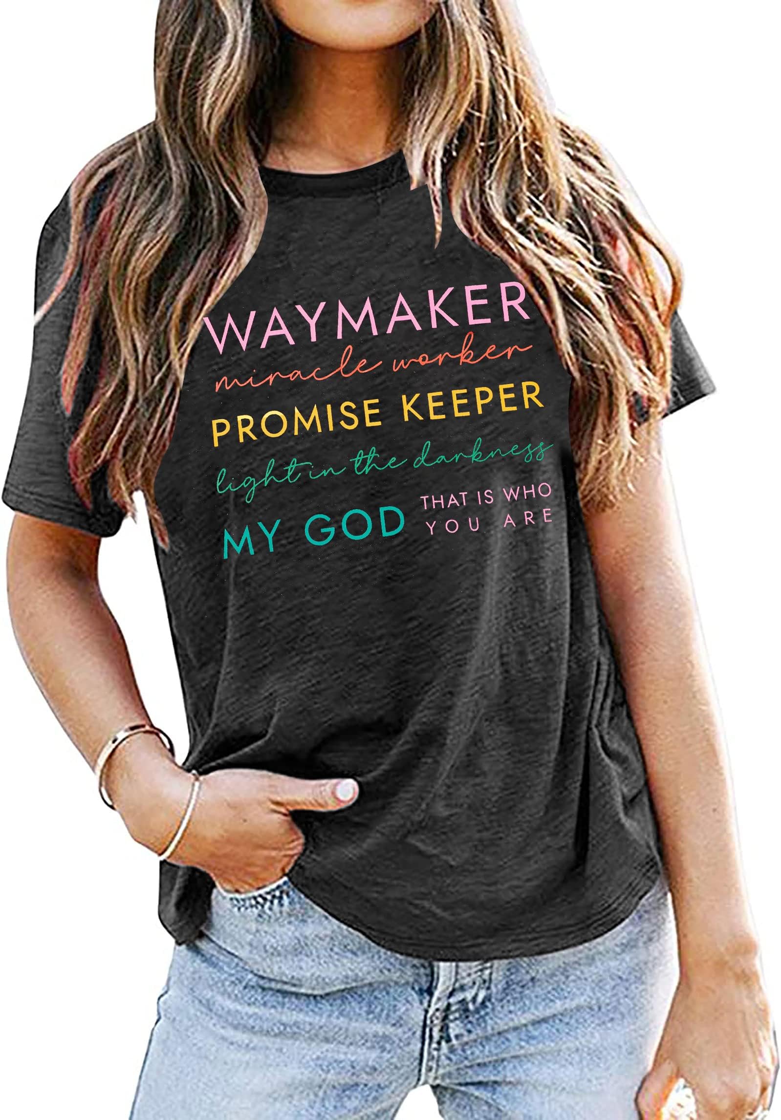 FASHGLWomens Christian Shirts Faith Religious Gift Tshirt Casual Christians Inspirational Short Sleeve Tops