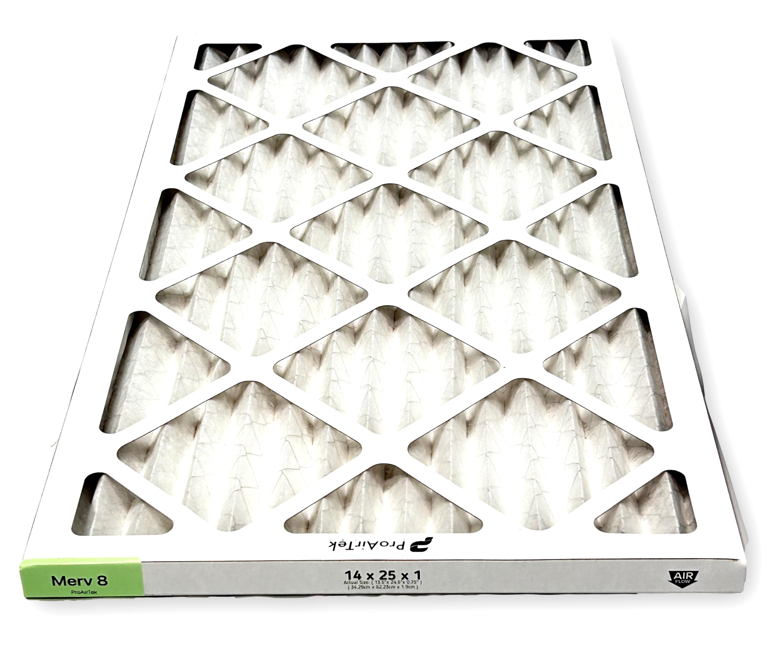 Filtro de aire Proairtek AF14251M08SWH modelo 14 x 25 x 1, MERV 8; ideal para cualquier persona que desee aire limpio y nítido en su hogar; captura partículas microscópicas transportadas por el aire