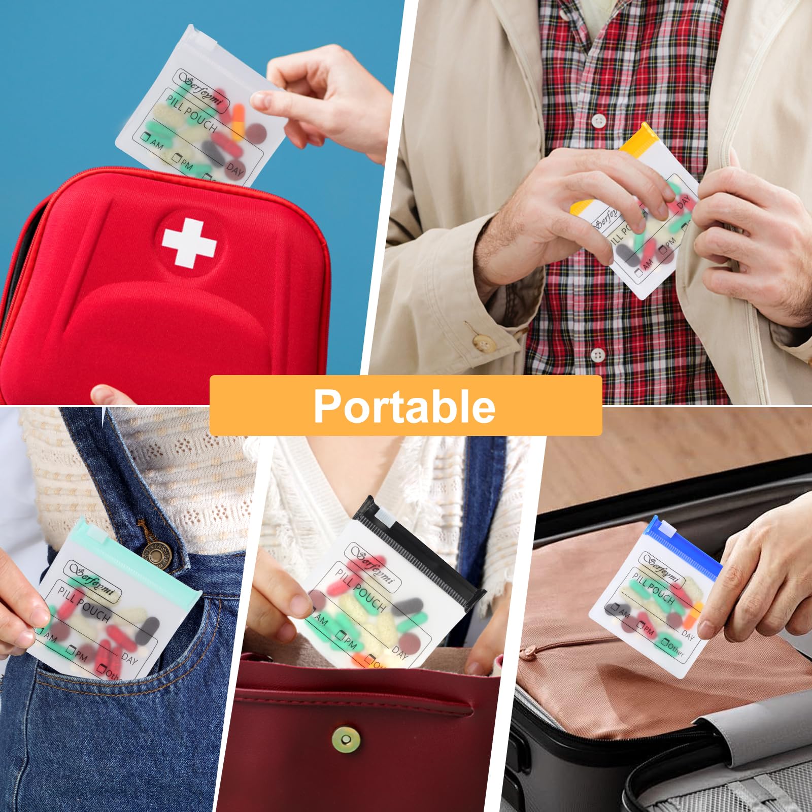 Travel Pill Organizer - 48 Pouch Set -7 Travel Pill Organizer - 48 Pouch Set -7