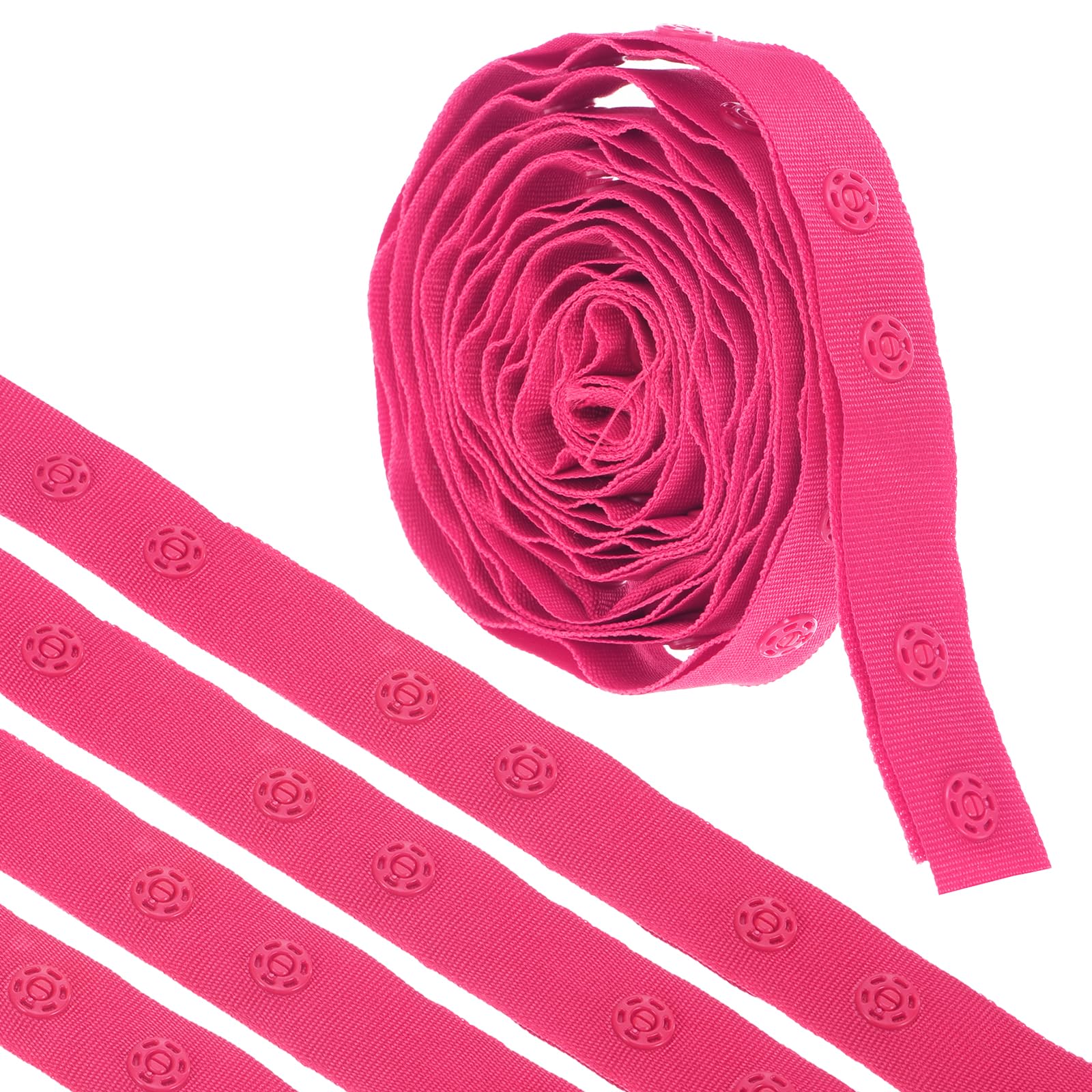 sourcing map 2 Yard Snap Button Tape Double Buckle for Sewing, Cotton Snap Button Trim Fastener Buckles Tape for Clothes Fabric DIY Craft, Rose Red