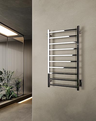 Miniatura 22 de P&Bhusri Toallero calefactable, calentador de toallas de 10 bares para baño, calentador de toallas montado en la pared, toallero eléctrico con Negro