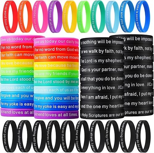 CHENGU 100 pulseras cristianas de goma para Halloween, versículos de la Biblia, escritura, Jesús, WWJD, pulseras espirituales religiosas