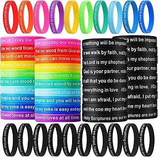 100 Pieces Bible Verse Bracelets Bulk Silicone Christian Scripture Bracelets WWJD Rubber Religious Spiritual Wristbands Inspirational Bracelet for Adult Teen Religious Gifts (Multicolor, Classic)