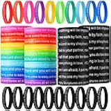 100 Pieces Halloween Rubber Christian Bracelets Bulk Bible Verses Scripture Jesus WWJD Religious Spiritual Wristbands Inspirational for Party Supplies Gifts Prize(Multicolor,Classic)