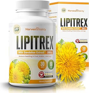 Swollen Feet and Ankles? Lipitrex Helps Reduce Swelling in Legs and Feet from Water Retention, Edema, & Slows Your Ankles from Swelling - Best for an Ankle That is Swollen, Swollen Foot, Edema in Leg