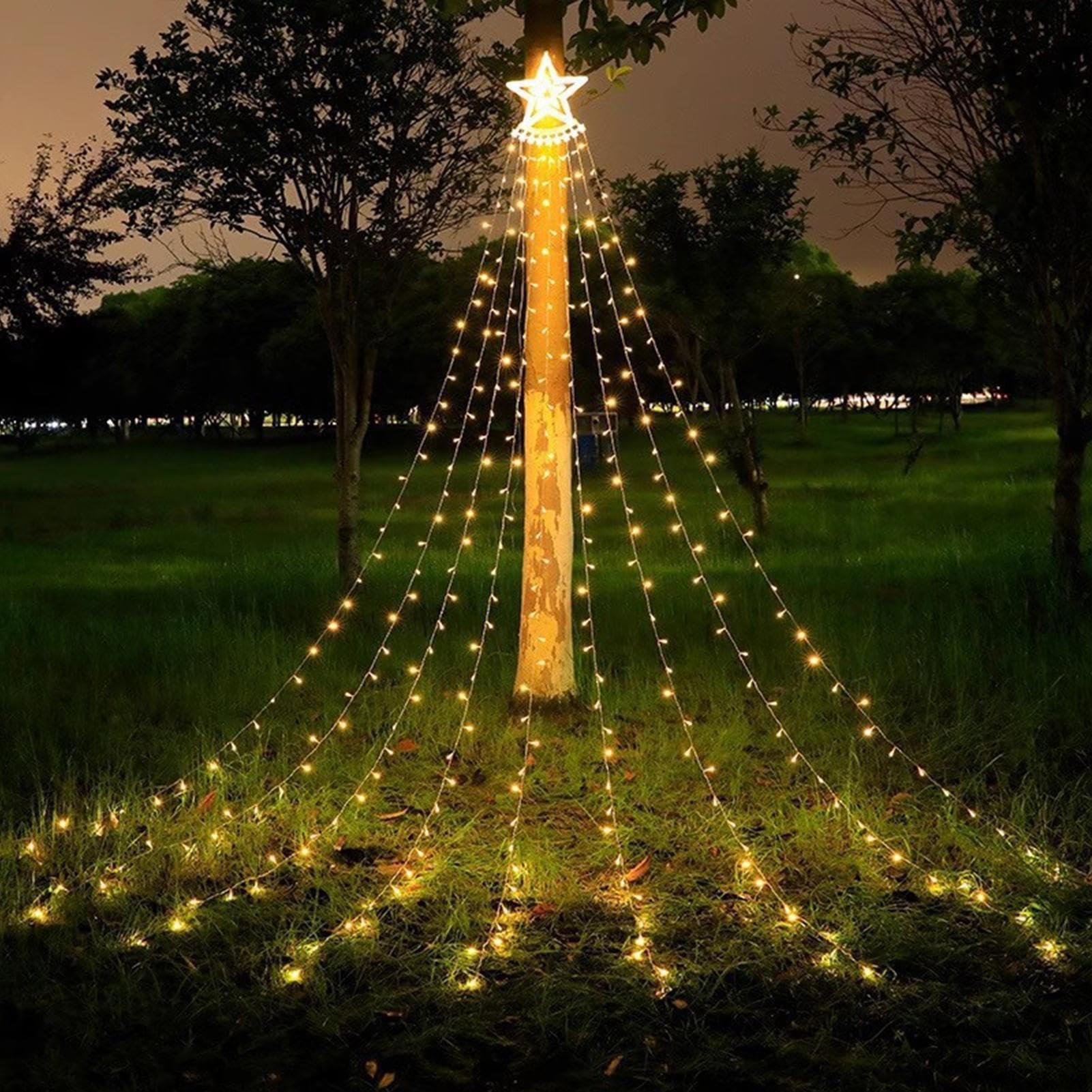 Catena luminosa a LED a energia solare per esterni, impermeabile, con | Luci natalizie a energia solare, decorazione per esterni, per giardino, terrazza, balcone, soggiorno, festa P