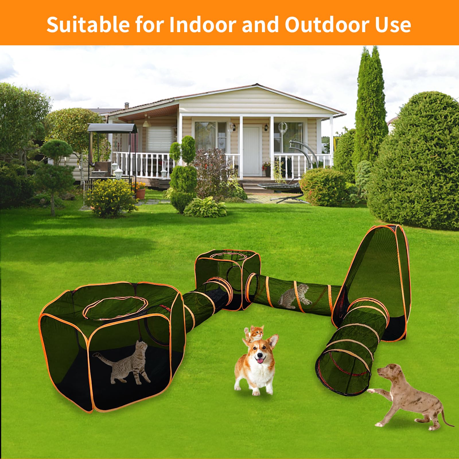 Homegroove Recinzioni per gatti da esterno, 6 in 1, casetta portatile per gatti (tenda per gatti e tunnel circolare per gatti) per gatti e piccoli animali, box interno con borsa per il trasporto