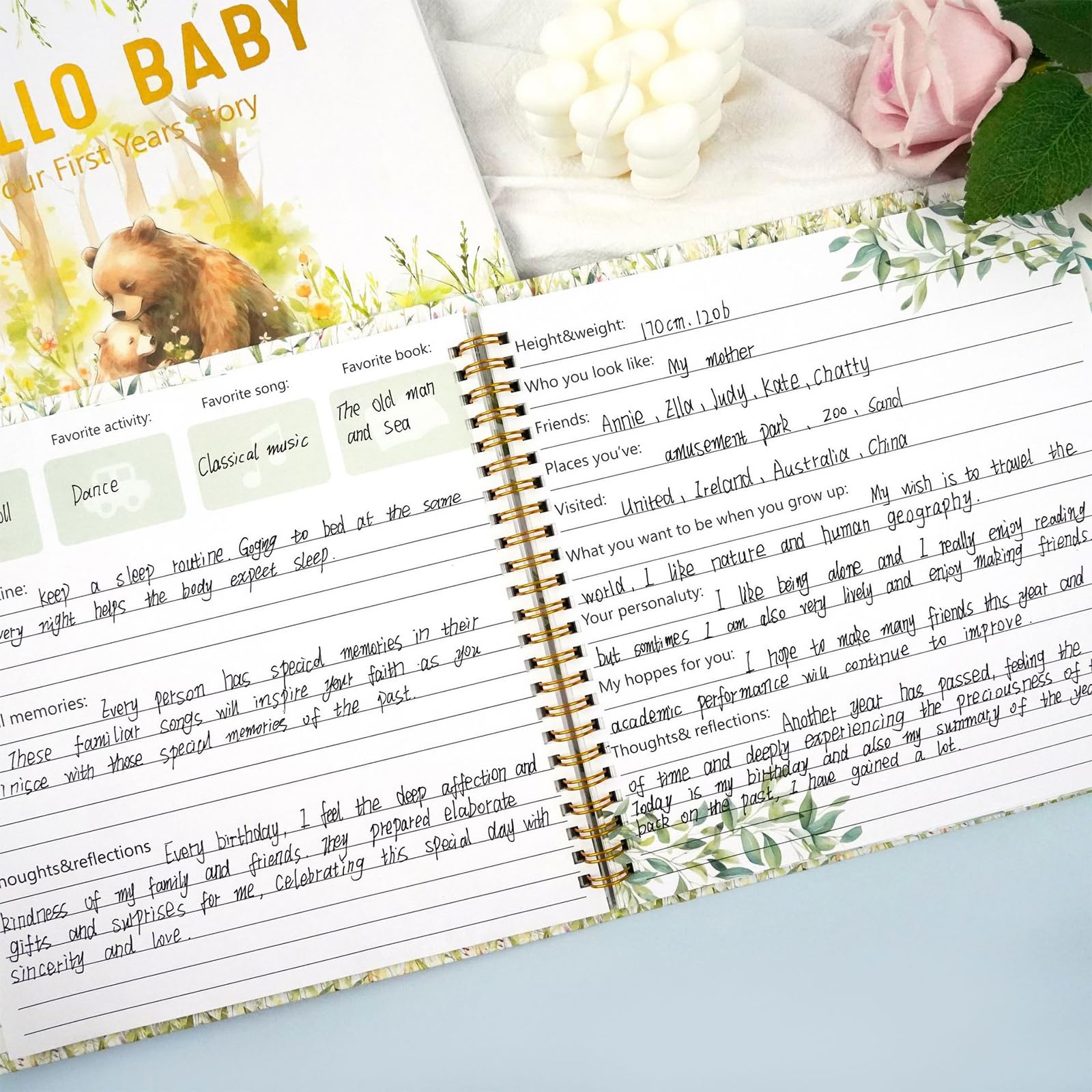 Libro dei ricordi con riquadri dell'album per i successi dei bambini | Diario di carta standard alto per connessione parentale e punto di riferimento dopo la gestazione all'infanzia