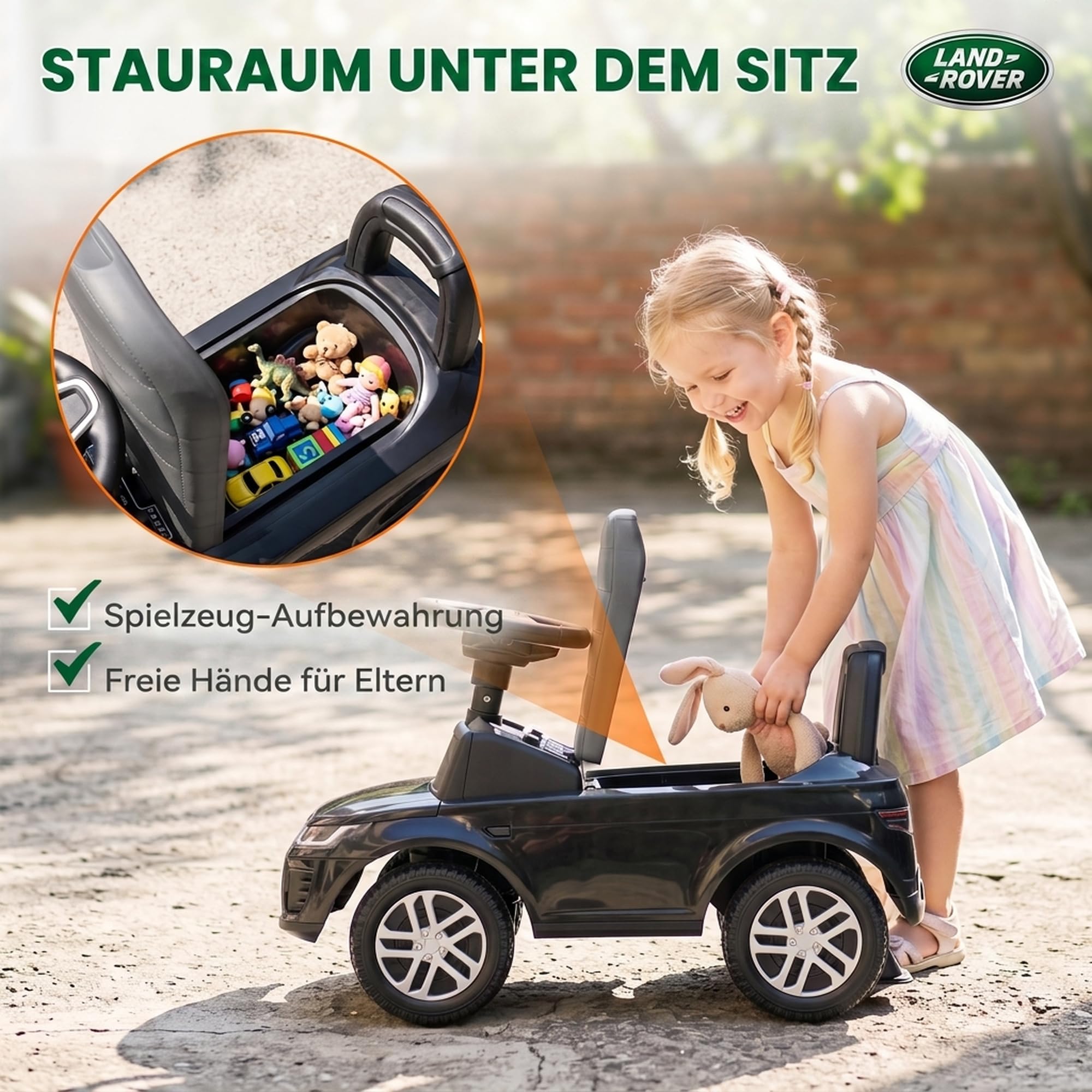 AIYAPLAY LAND ROVER DISCOVERY auto jezdne z klaksonem 18-36 mies. Czarny
