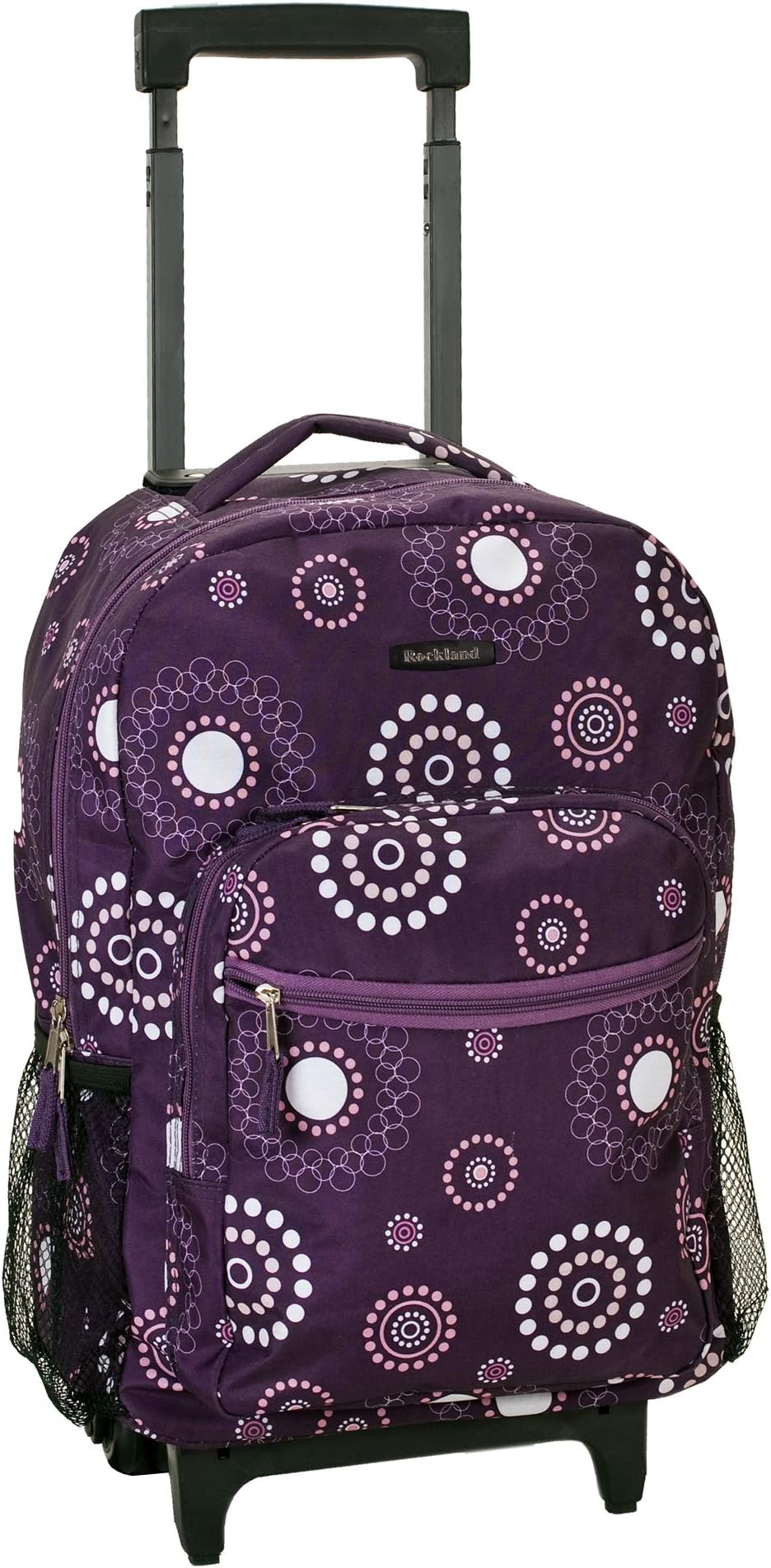 Rockland Double Handle Rolling Backpack, Purple Pearl, 17"