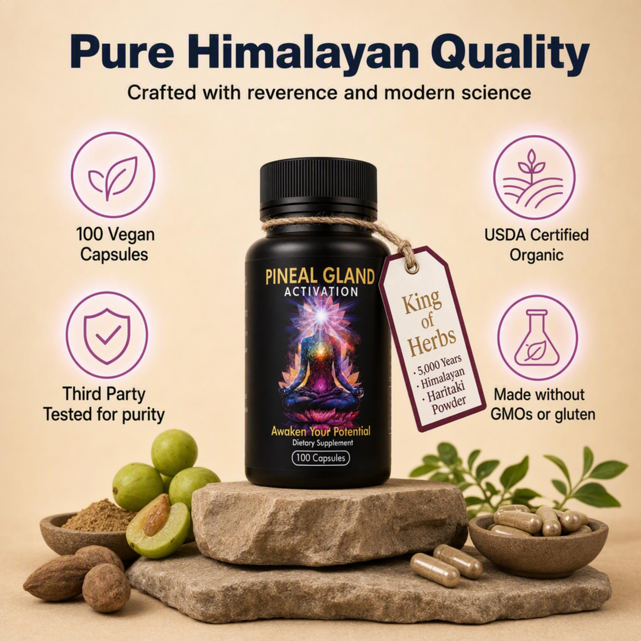 Kailash Herbals Haritaki Pineal Gland Activation Supplement, 100 Vegan Capsules — Amazon image 4