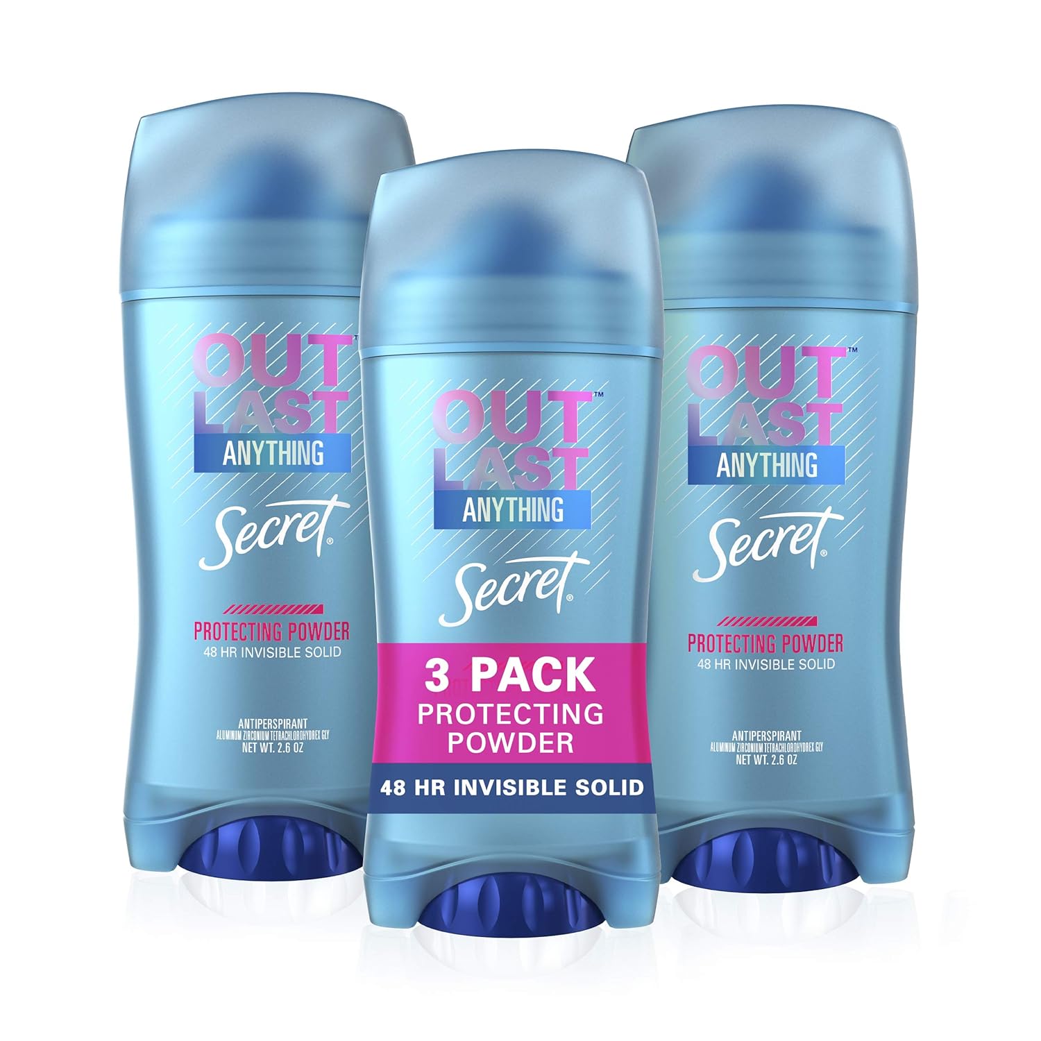 Secret Antiperspirant and Deodorant for Women, Outlast Xtend with 48 Hour Odor Protection Invisible Solid, Protecting Powder, 2.6 Oz Pack of 3 (Packaging May Vary) : Everything Else
