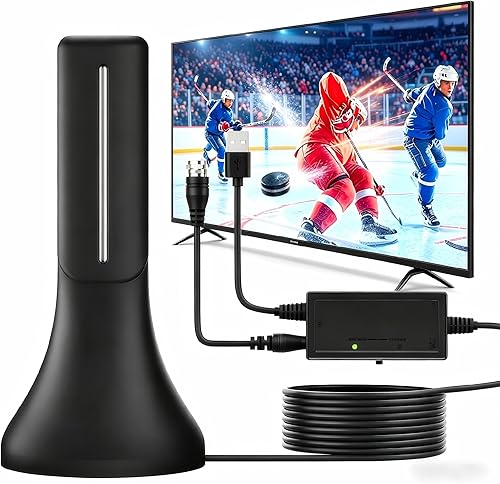 2026 Upgraded Indoor Digital TV Antenna, Long Range 360° Reception HD Antenna for Smart TV & All Older TVs, Signal Amplifier Booster 13ft Coax Cable, Supports 4K 1080P 8K VHF UHF Local Channels
