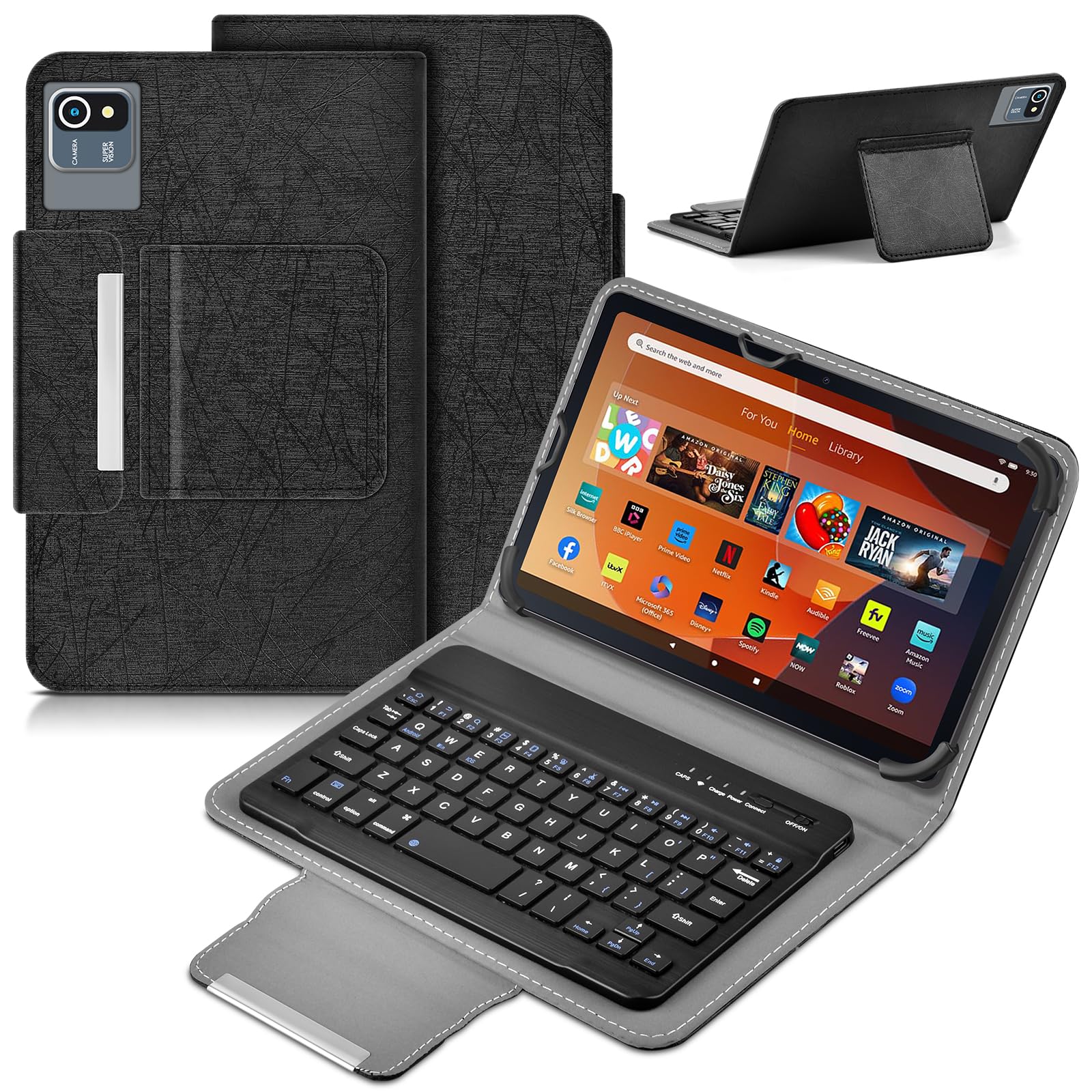 DETUOSI Universal 8.0-8.7 inch Wireless Bluetooth Keyboard for iPad,Samsung Tablet, iPhone Smartphone, iOS, Android Tablets Multi-Device Travel Portable