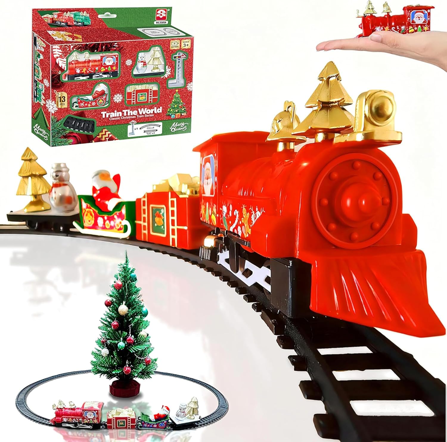 Mini Classic Christmas Train Set for Kids Ages 3-7, Battery-Powered Xmas Train for Under Christmas Tree, for Boys and Girls