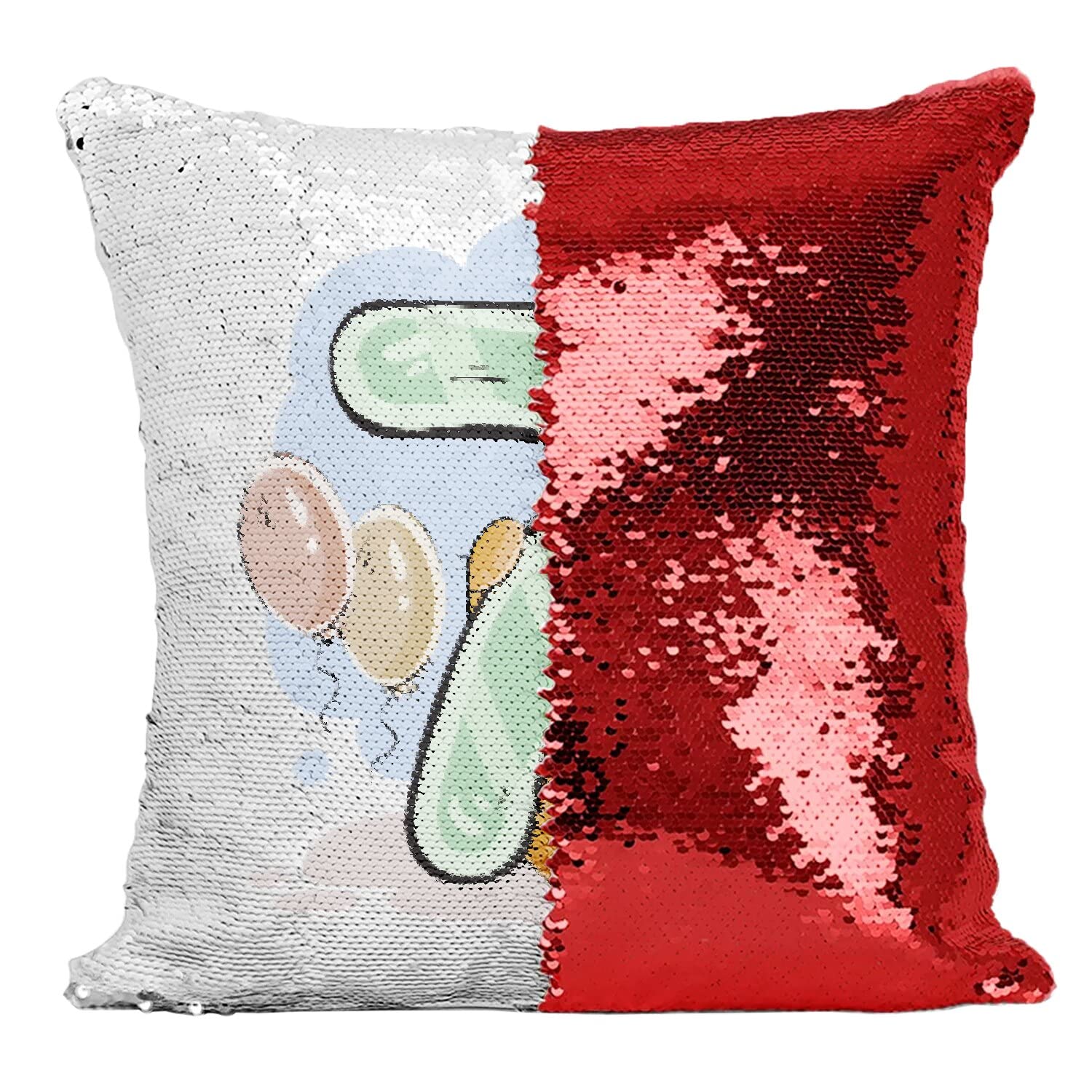 Coussin sequin rouge 7 ans avec ourson : le cadeau d'anniversaire magique pour enfant