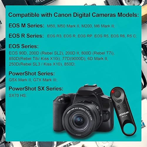 Miniatura 8 de Liberación remota de cámara para Canon R5 C R3 R7 R10 M50 EOS M6 Mark IIRRP 90D 6D Mark II R5 R6 800D 850D 250DRebel SL2 T7i G5 X Mark II G7 X Mark