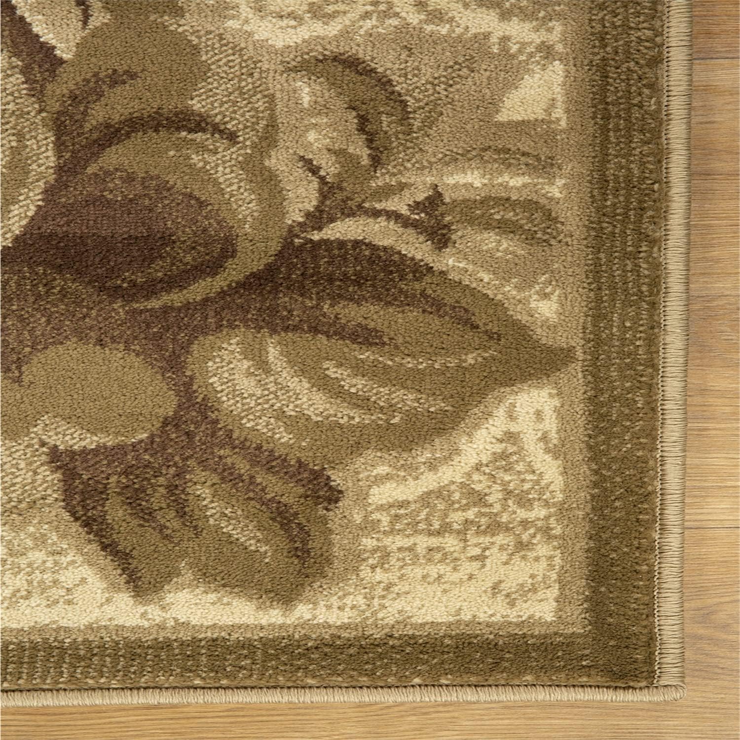 BNM Indoor Small Area Rug with Jute Backing, Great for Entryway, Living Room, Kitchen, Dorm, Bedroom, Hallway, Perfect for Hardwood Floors, Traditional Floral Scroll, 4' x 6', Taupe