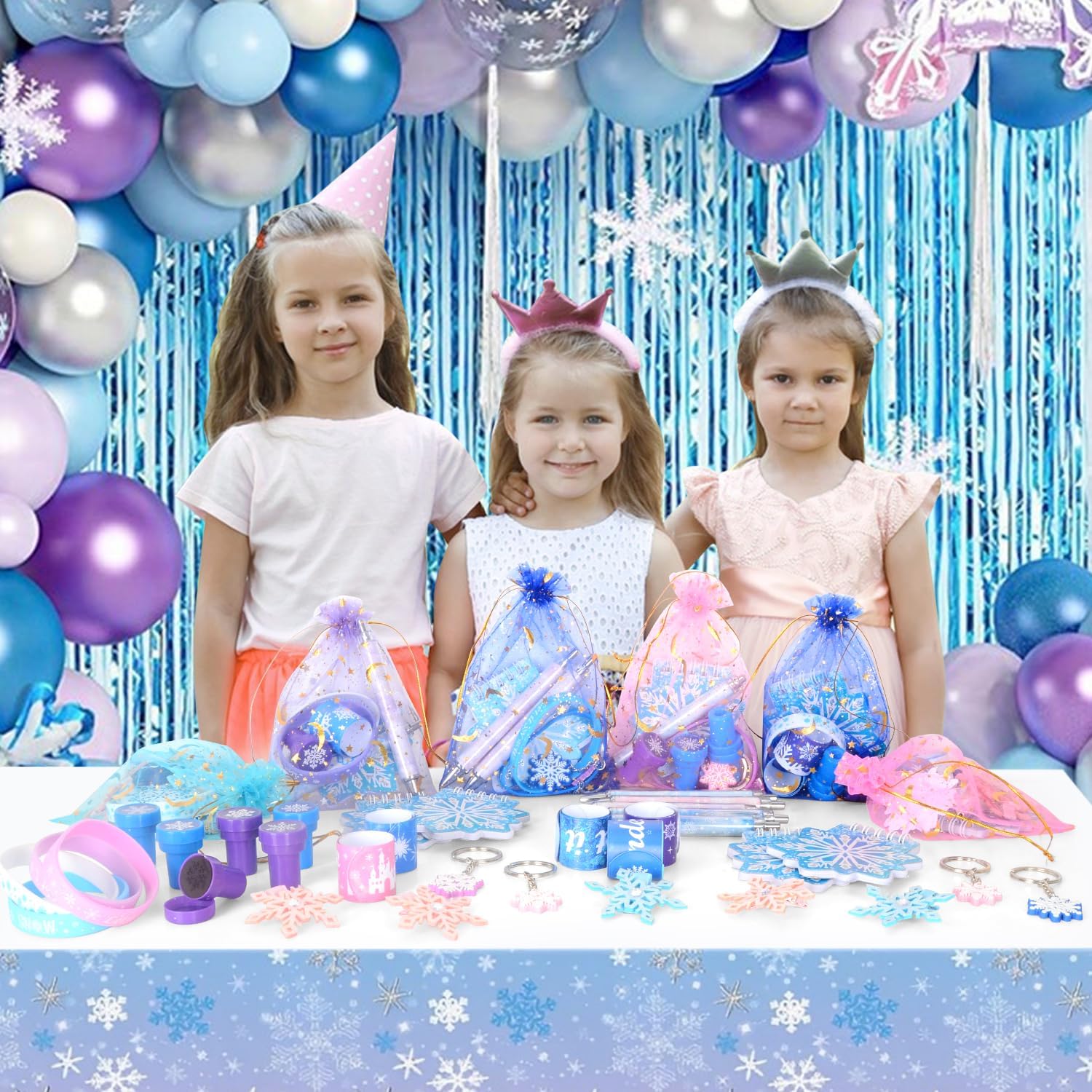 146PCS Frozen Party Favors, Snowflake Birthday Party Favors with Notebooks Stampers Stickers, School Stationery Set Birthday Supplies, Goodie Bag Stuffers Classroom Gift Reward Prize for Kids - Image 7
