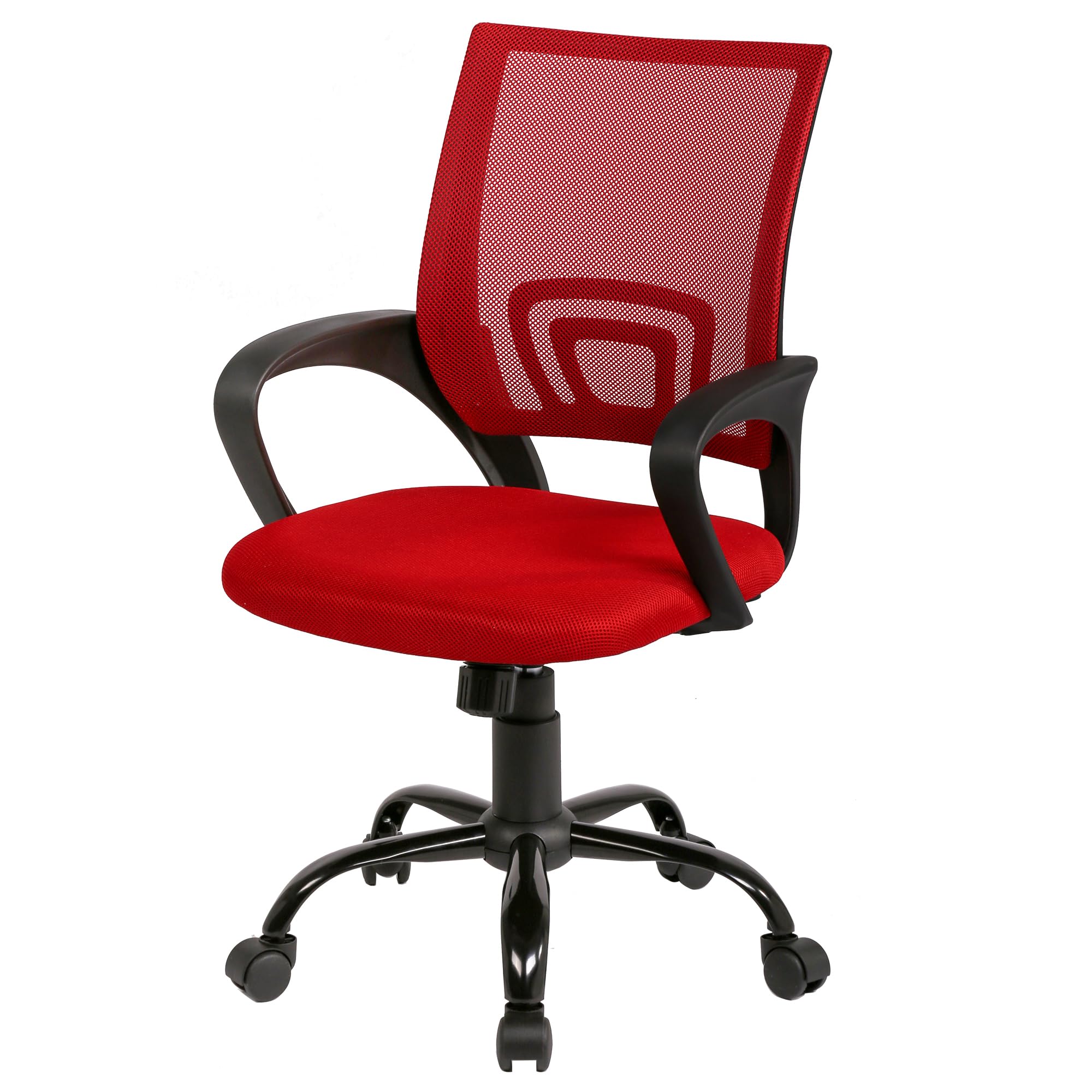PayLessHere Office Computer Chair Ergonomic Cheap Desk Chair Adjustable Comfortable Mid Back Task Rolling Swivel with Lumbar Support for Home Office Desk, Red