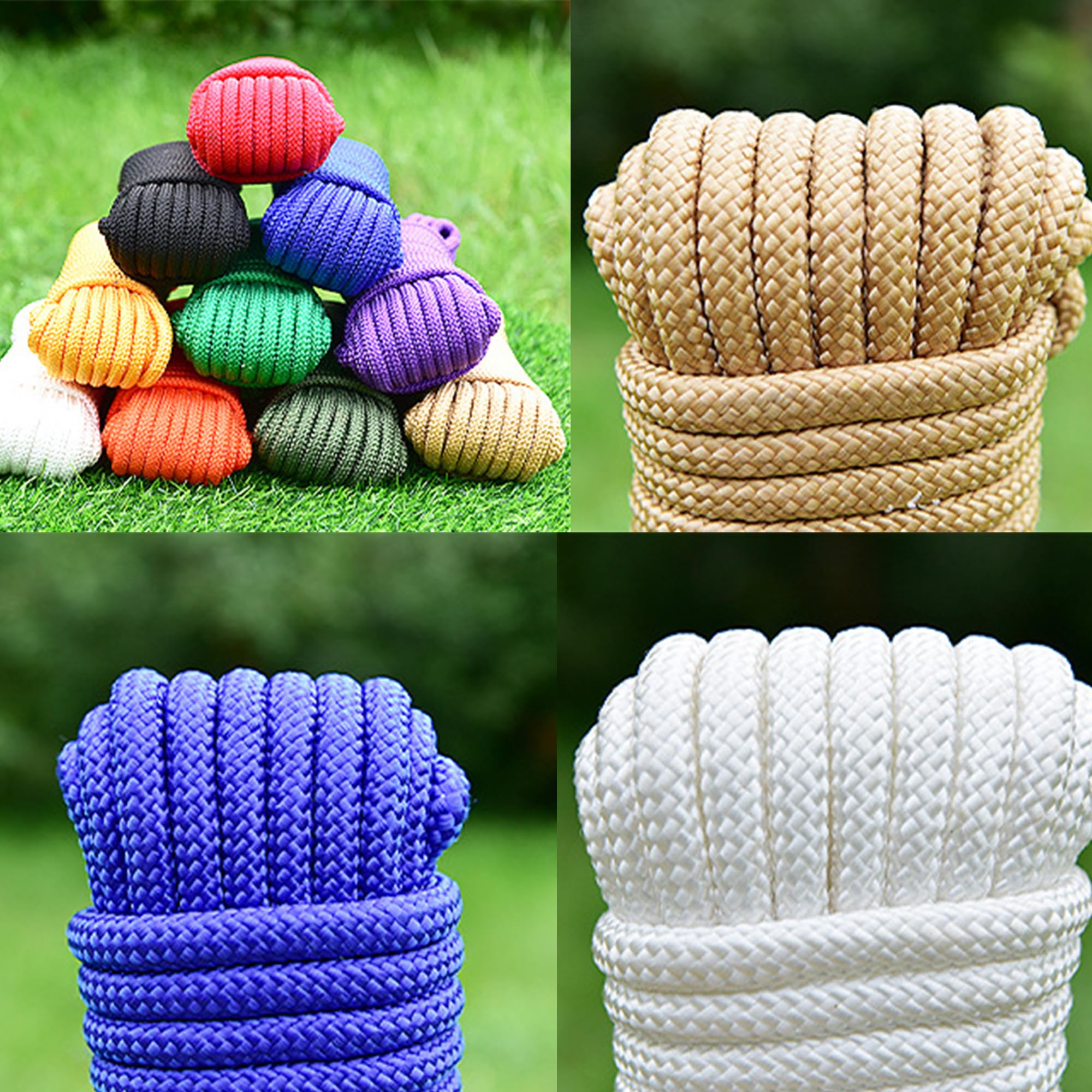 Cuerda de nailon trenzado de 1/4 pulgadas: cuerda de nailon trenzado de 100 pies, cuerdas de polietileno de 6 mm trenzadas para atar multiusos, tendedero, jardinería, proyectos de manualidades (verde