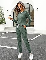 Vista 91 de Wiholl - Conjuntos de dos piezas para mujer: ropa cómoda con sudadera abotonada y pantalones deportivos con bolsillos