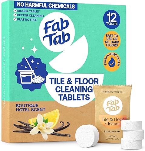Fab Tab Tabletas limpiadoras de suelos duros, tabletas solubles premedidas para suelos de madera, azulejos y vinilo. Fórmula a base de enzimas,